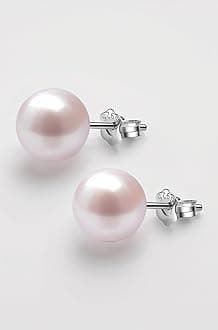 HIGHSPARK 925 Silver Classic Pearl Earrings for Women | 92.5 Sterling Silver & Brilliant Lustre Pearls | Lovely Gift for Women