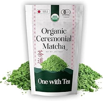 ONE WITH TEA Ceremonial Matcha Powder USDA Organic 2oz – Authentic Japanese Green Tea, Made in Japan | Perfect for Matcha Latte, Smoothies, Hot & Iced Drinks