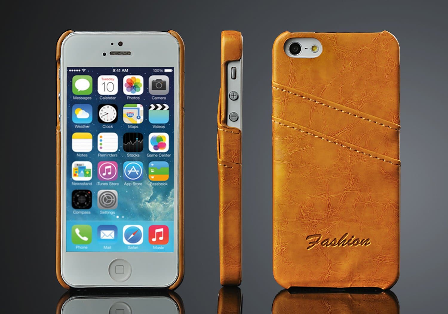 vessson iPhone 5S & iPhone 5 Case,Compatible 4 Inch Screen,Slim PU Leather Anti Scratch Shockproof Back Cover Phone Cases with Credit Card Holder (4 Inch ) (Yellow)