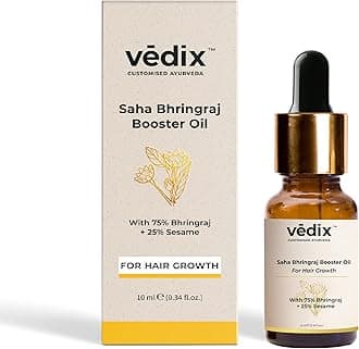 Vedix Customised Ayurvedic Hair Oil | Saha Bhringraj Booster Oil | For Hair Growth And Thick Hair | With Bhringraj And Sesame - 10ml