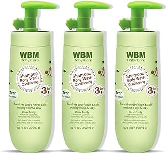 WBM Baby Care 3-in-1 Baby Shampoo, Body Wash & Conditioner, Care From Nature,100% Plant-Based, No Tear Formula, Safe on Babies Skin, Kids Shampoo 300 ml/ 10 fl. Oz