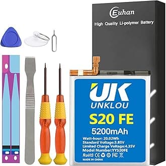 - Galaxy S20 FE Battery, [Upgraded] UNKLOU 5200mAh Li-Polymer Replacement Battery for Samsung Galaxy S20 FE 5G SM-G781B G781U G781W SM-A526 A526B/DS A5260 A526W with Repair Replacement Tool Kit