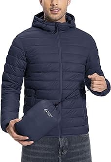Pioneer Camp Mens Lightweight Packable Puffer Jacket Hooded Insulated Thermal Puffy Winter Jackets for Running Travel