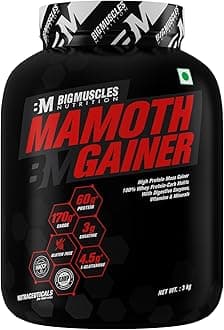 Bigmuscles Nutrition Mamoth Gainer [Cookie & Cream, 3Kg] | | with Vitamins & Minerals, Creatine & Digestive Enzymes | High Protein Muscle Mass & Weight Gainer