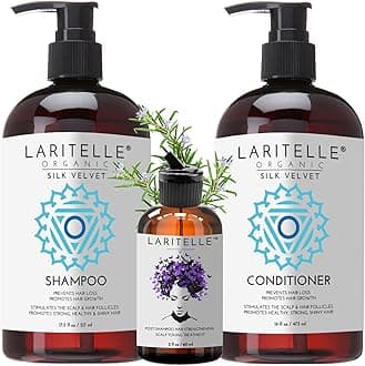 Laritelle Organic Hair Care Set Silk Velvet: Shampoo 17.5 oz + Conditioner 16 oz + Bonus Post-Shampoo Treatment 2 oz | No GMO, Sulfates, Gluten, Alcohol, Parabens, Phthalates, GF