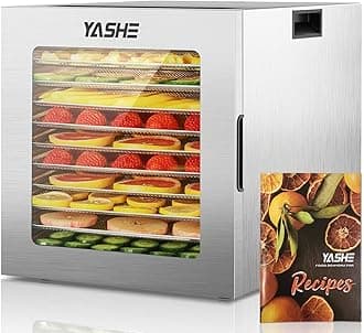 Food Dehydrator Machine, 10 Stainless Steel Food Dryer, 10 Presets, 48H Timer and Temperature Control, 850W Dehydrators for Food and Jerky, Herbs, Meat, Fruit, Dog Treats, Recipes Book Included