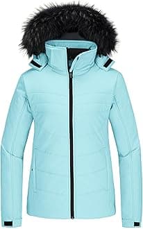Skieer Women's Waterproof Ski Jacket Warm Puffer Jacket Thick Hooded Winter Coat