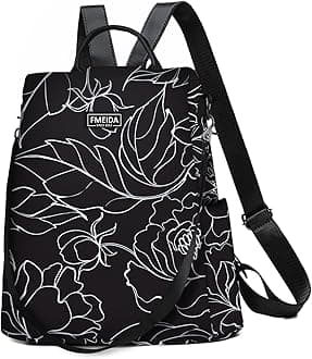 Women's Anti-Theft Backpack Purse | Lightweight Travel Daypack for College, Work & Outdoor | Nylon Back pack with Minimalist Floral Design