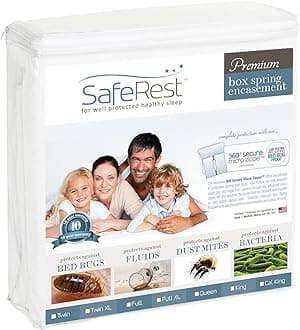 SafeRest Premium Box Spring Encasement - Lab Tested Bed Bug Proof, Dust Mite Proof and Waterproof - Breathable, Noiseless and Vinyl Free (Fits 6 - 9 in. H) - King Mattress Cover