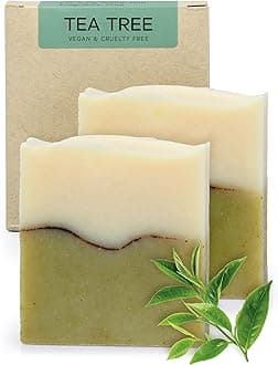 AUTHENTIC BATH & SOAP - Tea Tree Soap Bar X2 - Unscented Organic Soap, Fresh for Sensitive Skin, Tea Tree Face Wash, Cruelty Free & Vegan, Fragrance Free. (2PK) 4.2 Oz Each