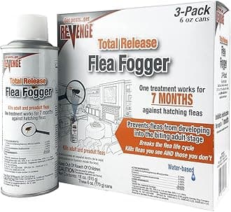 Revenge Total Release Flea Fogger, Pack of 3 6 oz Ready-to-Use Cans, Long Lasting Formula Kills Fleas and More