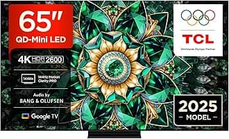 TCL 65Q7C-UK QD-Mini LED TV, 4K HDR Premium 2600, Smart TV Powered by Google TV (Dolby Vision IQ & Atmos, HVA Panel, Audio by Bang & Olufsen, 144Hz Motion Clarity Pro)