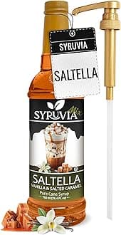 Syruvia SALTELLA Coffee Syrup Vanilla Salted Caramel - 25.4 fl oz - Kosher Syrups, Gluten Free With Pump