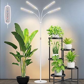 Grow Lights for Indoor Plants, 4-Head Full Specturm Plant Grow Light with 4/8/12/16H Timer, 3 Color Modes, 5 Brightness, 24-68.7in Height Adjustable Floor Growing Lamp for Tall Large Plants