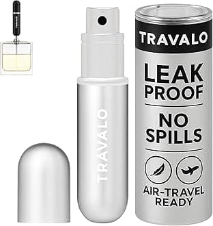 Travalo Classic HD Perfume Atomizer | Genie-S TSA Approved Travel Perfume Bottle Refillable | Reusable Airtight Easy-Fill Mini Pump Sprayer | Lightweight Elegant Design w/Volume Window Silver 0.17oz