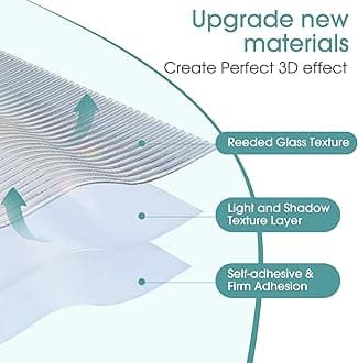 Coavas Window Privacy Film Reeded Glass, Frosted 3D Fluted Glass Window Cling, Adhesive Vinyl Decorative Door Stickers for Bathroom Home Sun Blocking, 35.4x118.1 in, Translucent