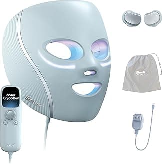 SharkCryoGlow LED Face Mask (FSA/HSA Eligible*) with Under-Eye Cooling, Anti-Ageing & Blemish Repair, Red & Blue LED, Infrared Light Therapy, USB-C, Remote Control, Storage Bag, Blue Frost, FW312