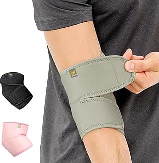 Bracoo Elbow Support for Gym, Pain Relief, Breathable Neoprene Elbow Brace for Sport, Tendonitis, Injury Recovery, Reversible Arm Wrap Fits Right Left Arm, ES10, Gray