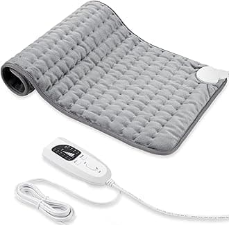 Heating pad, Electric Heat Pad with Automatic Switch-Off and 6 Temperature Levels Heating pad for Back Neck Shoulder Belly Heating Technology - Machine Washable (Silver Gray, 17"x 33")