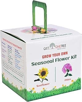 Giftonetree Grow Your Own Premium Kit - Best Return Gift For Kids Birthday Party (Seasonal Flower Kit with Self Watering Pot, 1, count)