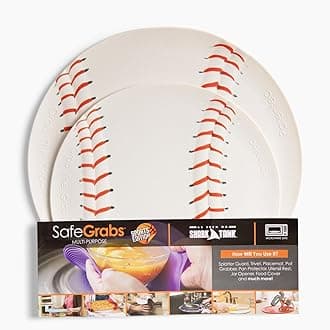 Safe Grabs: Original Microwave Mat as Seen on Shark Tank | Splatter Guard, Trivet, Hot Pad, Pot Holder, Minimize Mess (BPA Free, Heat Resistant, Dishwasher Safe), Baseball