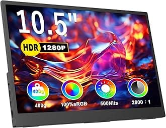 Portable Monitor 10.5" 1920x1280P FHD Ultra-Slim Mini Monitor 3:2,500nits,2000:1,w/45° Adjustable Stand,Standard HDMI USB-C Computer Display for Laptop PC Phone Mac