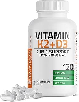 Vitamin K2 (MK7) with D3 Supplement - Vitamin D & K Complex Premium Non GMO, 120 Capsules