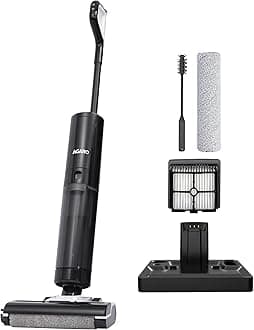 AGARO Royal Mop & Vacuum Cleaner, Wet & Dry Cleaner for Multi-Type Hard Floor, HEPA Filter, Lightweight Cordless, Brushless Motor, Smart Display, Self Propelled/Sterilize & Clean, Removes Sticky Mess