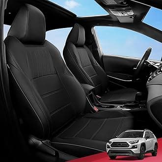 FREESOO for Toyota RAV4 Seat Covers - Custom Fit Seat Covers for Toyota RAV4 2019-2024 Adventure and TRD-Off Road Waterproof Faux Leather Car Seat Covers Full Set - Black