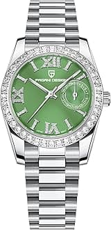 – Pagani Design Women's Elegant Quartz Watch Diamonds Series Stainless Steel Strap Japanese Movement Waterproof Light Luxury Wristwatch Date