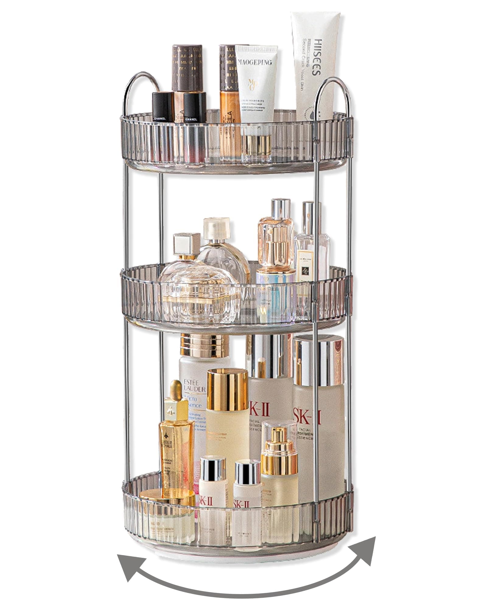 360 Rotating Makeup Organizer,3 Tier Large Capacity Make Up Organizers and Storage,Makeup Organizer for Bathroom,Cosmetic Perfume Stand Organizer