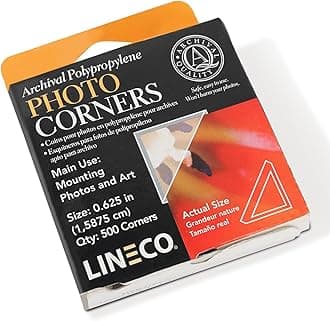 Lineco Infinity 0.625" Clear Acid-Free Archival Photo Corners Self Adhesive, Pressure Sensitive, Non-Yellowing, Mounting for Pictures, Scrapbook, DIY, Displaying Posters (Pack of 500)
