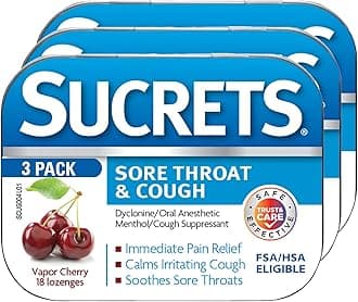 Lozenges, Sore Throat & Cough Vapor Cherry, 18 ct (Pack of 3)