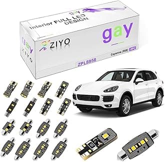 ZIYO LED Interior Light Kit for Porsche Cayenne 958 2011-2017 Dome Light Bulbs Replacement Package, 6000K Xenon White LED Lights Accessories Upgrade Error Free (16 Bulbs)