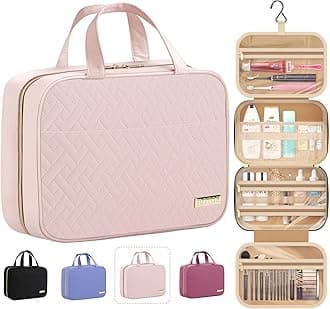 HOTOR Travel Toiletry Bag - Hanging Toiletry Bag for Women & Men, Makeup Bag/Big Comparment, Waterproof for Travel Accessories, Travel Essentials, Medium, Pale Pink
