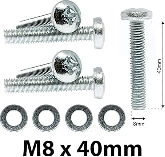 M8 x 40mm TV Wall Mount Bracket Phillips Screws Bolts for TV + Washers H01B