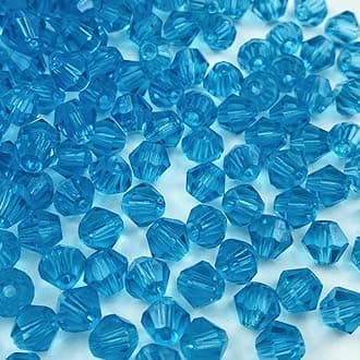 400pcs Bicone Crystal Beads 4mm Crystal Glass Faceted Beads for Necklace Bracelet Earrings DIY Jewelry Crafts Making Supplies(Deep Lake Blue)