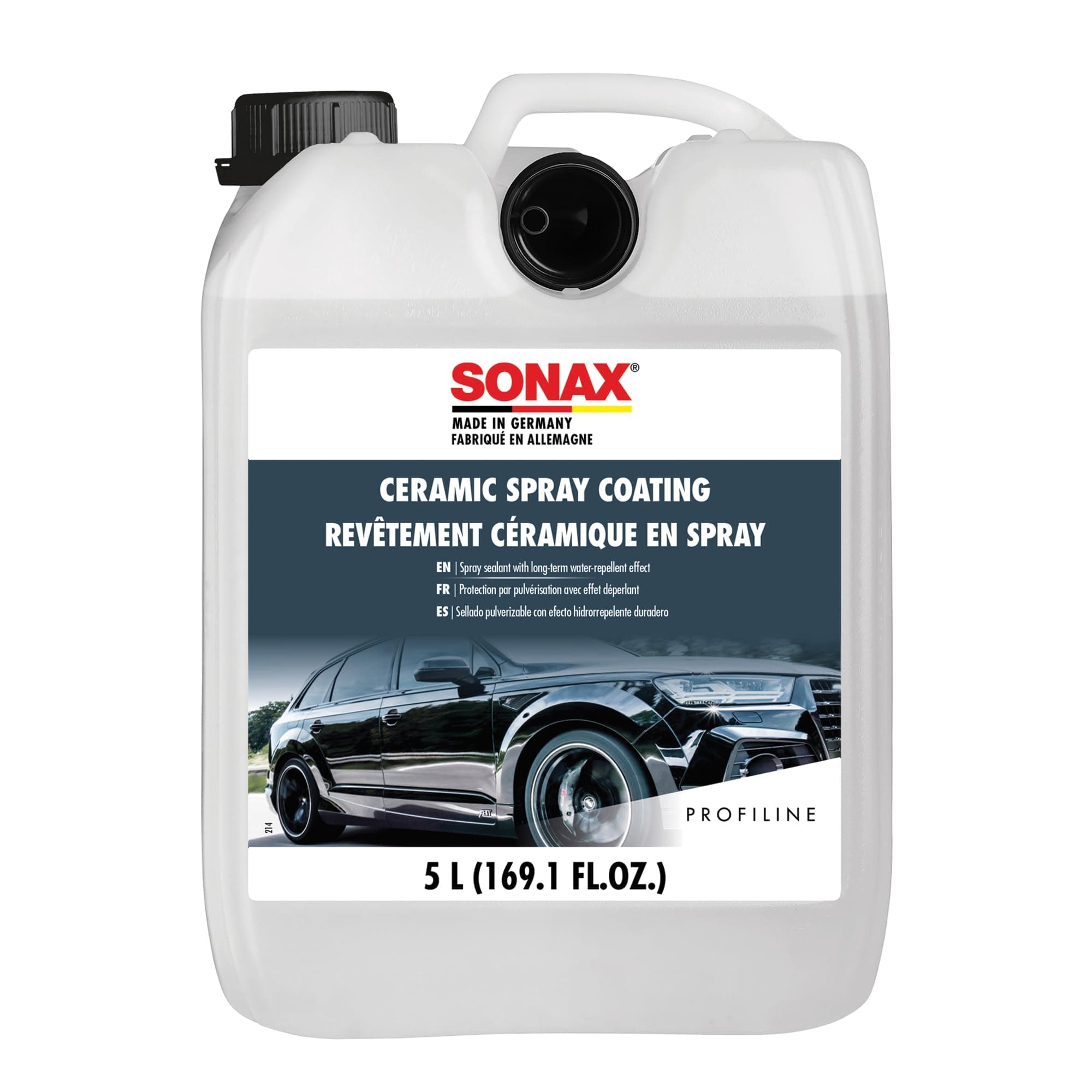 SONAX Ceramic Spray Coating | Si-Carbon Technology for Mirror-Like Shine & Hydrophobic Protection | Easy-to-Apply, Long-Lasting Formula | Refreshes Existing Ceramic Sealants | 257500 | 5L