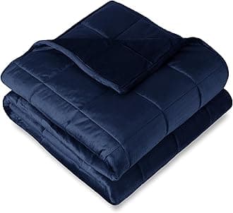 Bare Home Weighted Blanket Twin or Full Size 10lb (40" x 60") - Minky Fleece - Premium Heavy Blanket Nontoxic Glass Beads (Dark Blue, 40"x60")