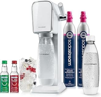 SodaStream Art Sparkling Water Maker Bundle (White), with CO2, DWS Bottles, and Bubly Drops Flavors
