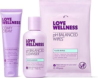 Love Wellness Skincare for Down There Bundle | Gentle pH Balancing Cleanser, Moisturizing Comfy Cream & Refreshing Wipes | Feminine Care for pH Balance, Dry & Sensitive | Fragrance-Free