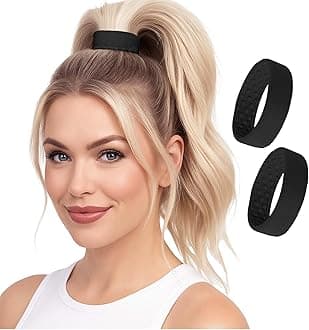 PONY-O Medium for Fine to Normal Hair or Slightly Thick Hair - Revolutionary Hair Tie Alternative Ponytail Holders - 2 Pack Black Original Patented Hair Styling Accessories