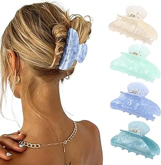 4Pcs Large Acrylic Clips - Big Non-Slip Banana Barrettes for Thick Hair, Strong Hold Jaw Clips for Women Girls
