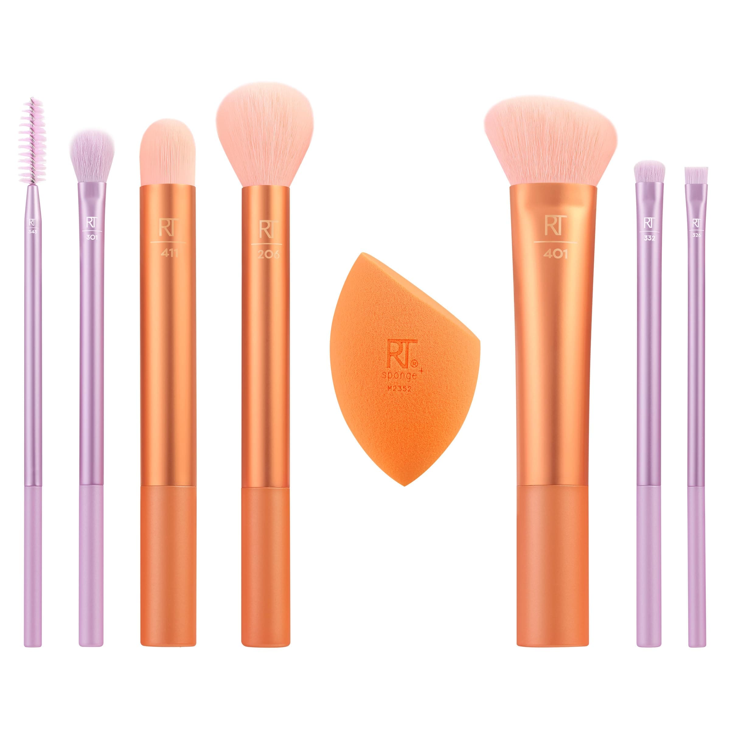 Level Up Brush And Sponge Kit, Makeup Brushes For Eyeshadow, Foundation, Blush, & Bronzer, Makeup Blending Sponge, Makeup Tools, Synthetic Bristles, 9 Piece Set, 1 count