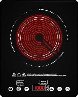 Single Burner Electric Cooktop, 1800W Electric Stove Top Portable, Infrared Hot Plate 110v Plug in Countertop, Child Safety Lock, Timer, 9 Power Level, Compatible for All Cookware, Induction Cookotp