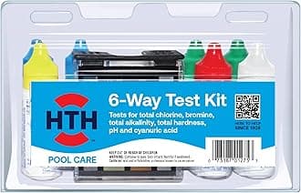 HTH 1275 Swimming Pool Care 6-Way Test Kit, Swimming Pool Water Chemical Tester, 100 Tests