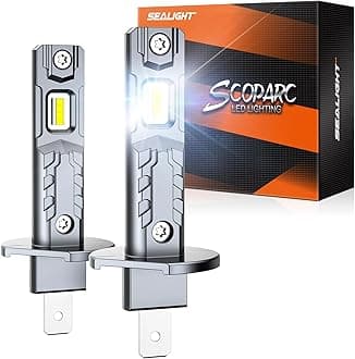 SEALIGHT 2024 Newest H1 Light Bulbs, 28000LM 6500K with 14000RPM Cooling Fan, 1:1 Mini Size Fog Light Bulbs, Plug-N-Play, Pack of 2