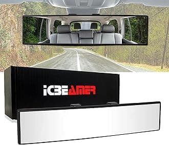 ICBEAMER 11.8" 300mm Easy Clip on Wide Angle Panoramic Blind Spot Fit Auto Interior Rear view Mirror Convex Clear Surface