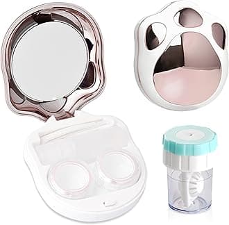 Lasiyanor Contact Lens Travel Kit with Cleaner Washer, Portable Contact Box with Mirror Tweezers Remover Tool Solution Bottle for Daily Outdoor (Pink)