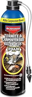 BioAdvanced Termite & Carpenter Bee Killer Plus Foam - Expanding Foam Termite Killer for Wood-Infesting Pests - 18 oz Can